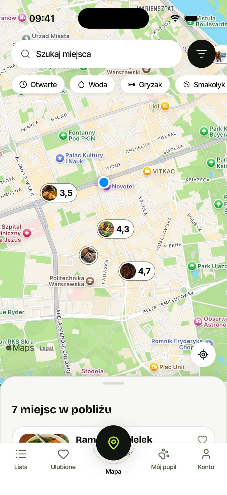 Mapa Hauspot z lokalami przyjaznymi psom